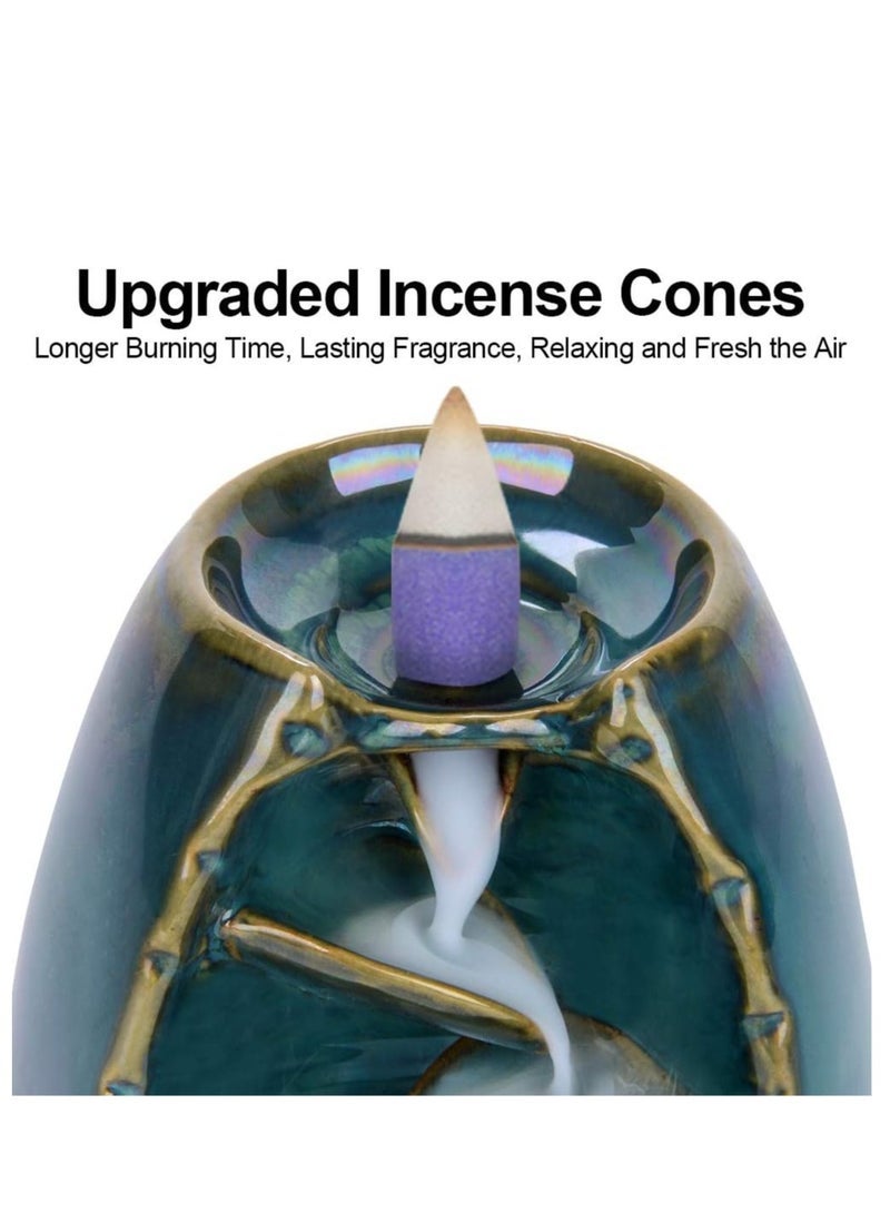 general Ceramic Backflow Incense Holder and Burner Waterfall with 120 Backflow Incense Cones + 30 Incense Stick Aromatherapy Ornament Home Decor - Image 4